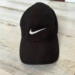 Nike Child Size Adjustable Swoosh Cotton Baseball Hat Black Cap